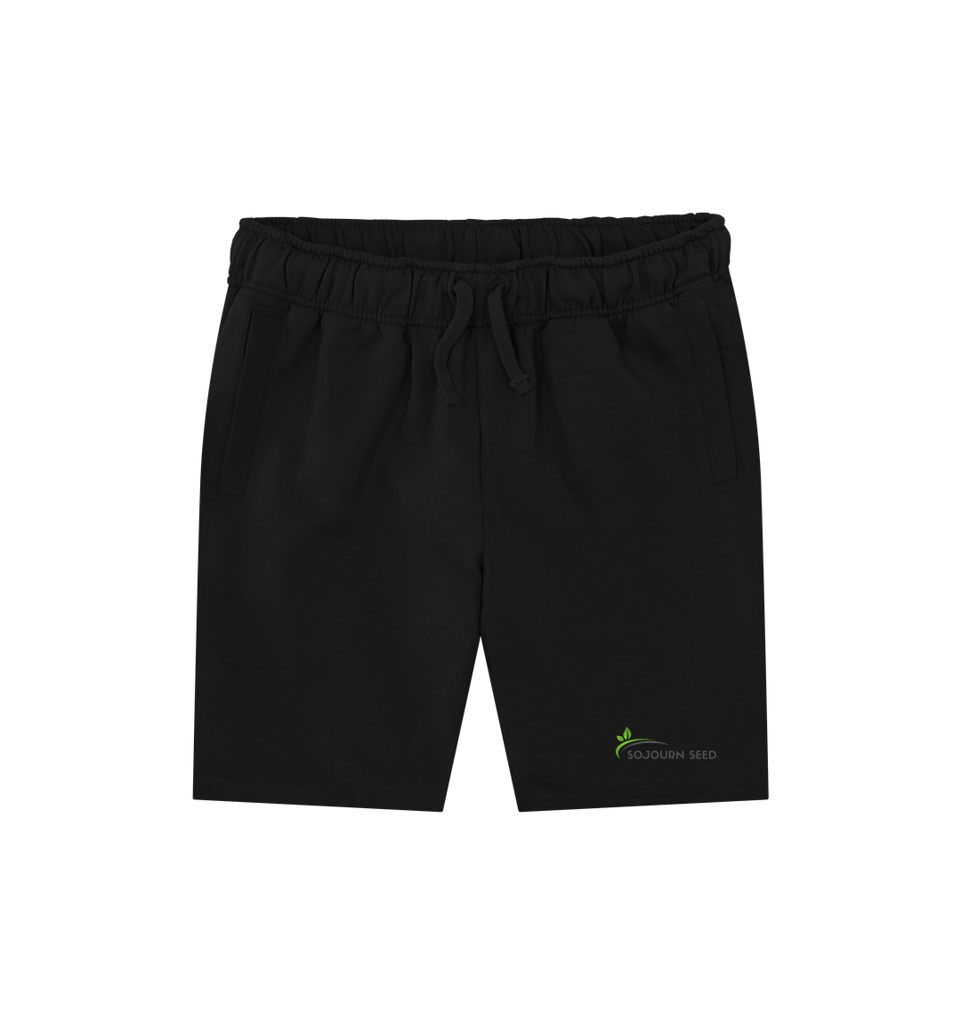 Sojourn Seed black printed men's casual shorts with elastic waistband and drawstring