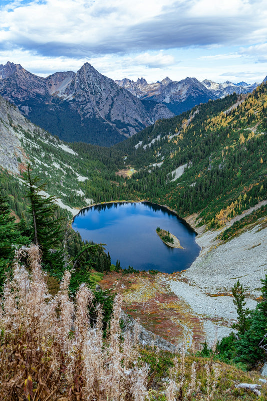 a lake in the middle of a mountain range